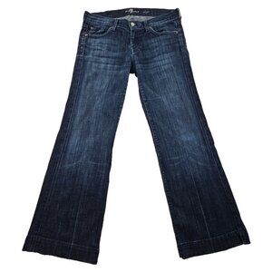 7 For All Mankind Flare Jeans Women's 30 (32x29) Dark Wash Stretch Denim Lowrise